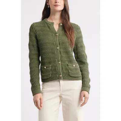 Caslon ® Textured Sweater Jacket In Animal Print