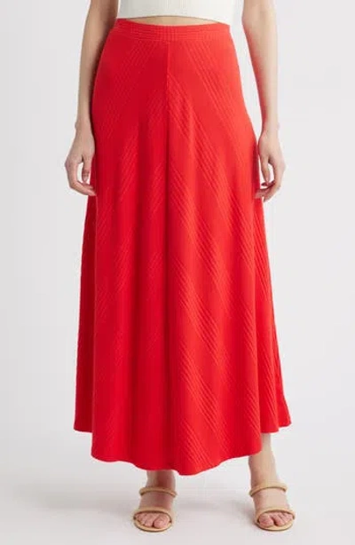 Wyeth Hart Chevron Knit Midi Skirt In Red