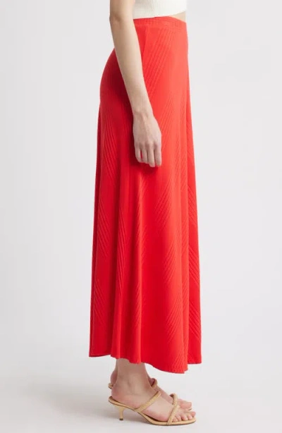 Wyeth Hart Chevron Knit Midi Skirt In Red
