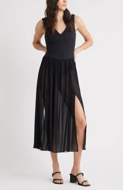 Open Edit Akari Block Heel Sandal In Black