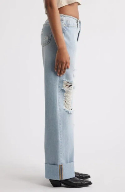 Ptcl Elowen Distressed Cuffed Wide Leg Jeans In Multi