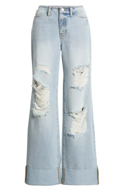 Ptcl Elowen Distressed Cuffed Wide Leg Jeans In Multi