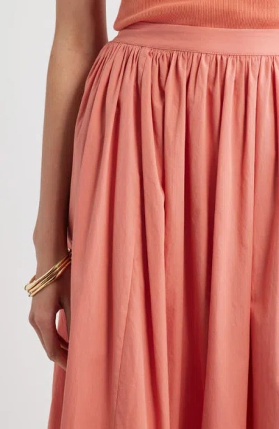 Nordstrom Schiffly Embrodiered Hem Cotton Midi Skirt In Orange