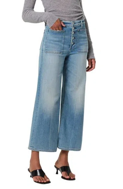 Citizen Of Humanity Citizens Of Humanity Lyra Exposed Button High Waist Crop Wide Leg Jeans In Black