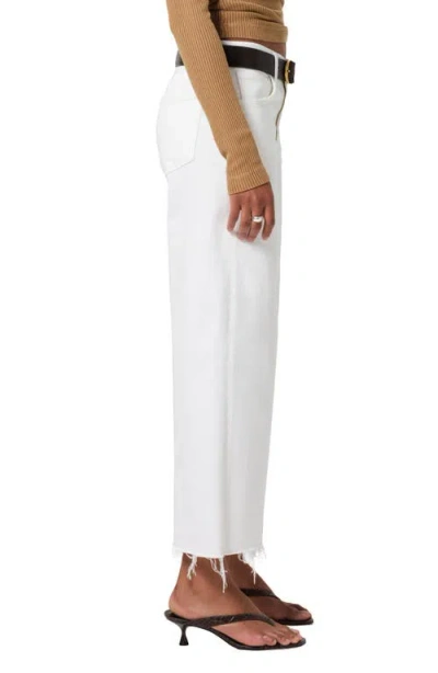 Citizen Of Humanity Citizens Of Humanity Lyra Raw Hem High Waist Crop Wide Leg Jeans In Soft White