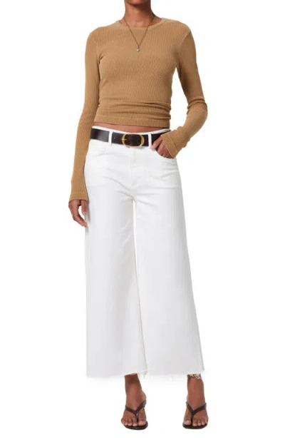 Citizen Of Humanity Citizens Of Humanity Lyra Raw Hem High Waist Crop Wide Leg Jeans In Soft White