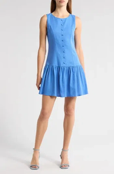 Wayf Martini Linen Blend Minidress In Blue