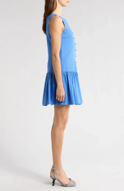 Wayf Martini Linen Blend Minidress In Blue