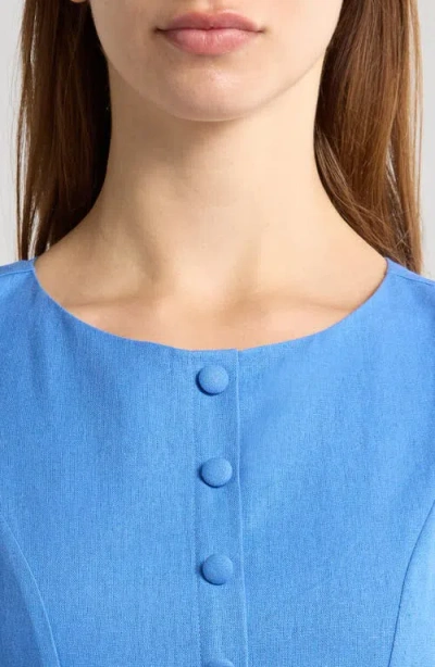 Wayf Martini Linen Blend Minidress In Blue