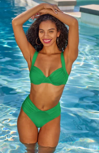 Becca Color Code High Cut Bikini Bottoms In Green