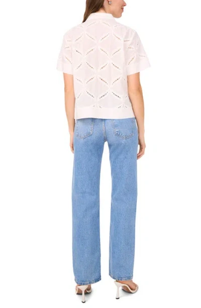 Halogen ® Ladder Stitch Accent Cotton Button-up Shirt In White