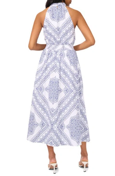 Halogen ® Medallion Print Cotton High Neck Halter Dress In Blue