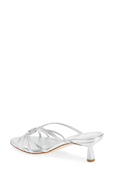 Aeyde 55mm Abby Metallic Leather Sandals In Silver