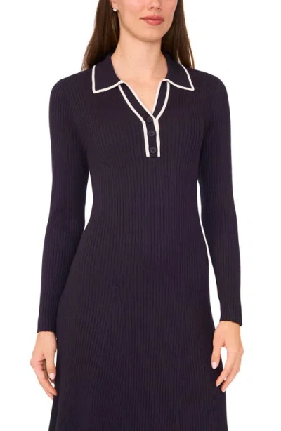 Halogen ® Contrast Trim Long Sleeve Sweater Dress In Blue