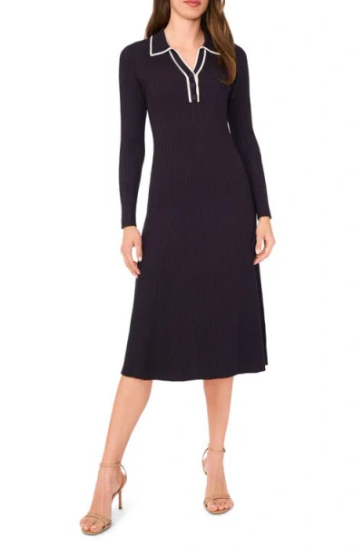 Halogen ® Contrast Trim Long Sleeve Sweater Dress In Blue