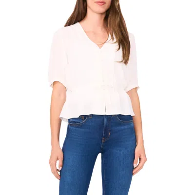 Halogen ® Button Front Tie Waist Top In White