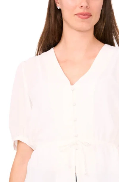 Halogen ® Button Front Tie Waist Top In White