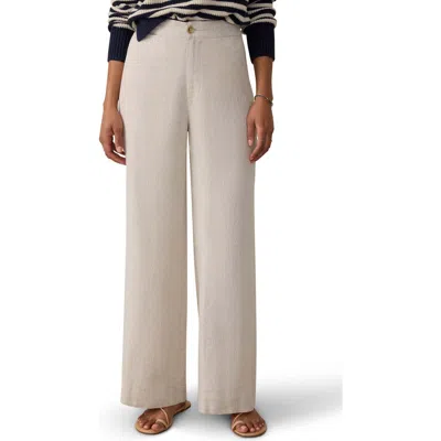 Faherty Sun Strider Wide Leg Linen Pants In Neutral