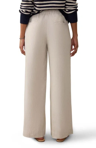 Faherty Sun Strider Wide Leg Linen Pants In Neutral