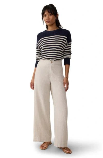 Faherty Sun Strider Wide Leg Linen Pants In Neutral