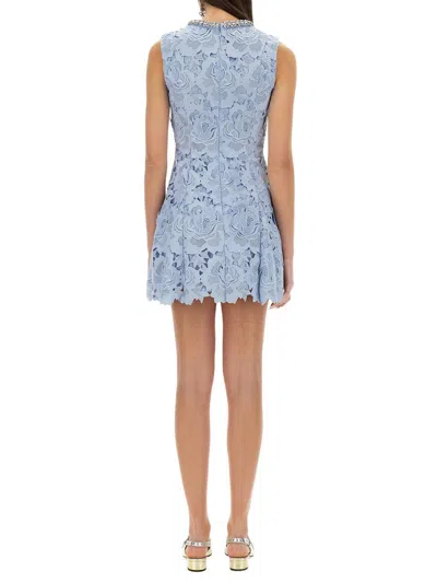 Self-portrait Floral Lace Mini Dress In Blue