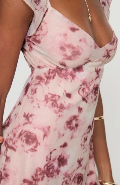 Princess Polly Trigg Blurred Floral Mesh Minidress In Pink