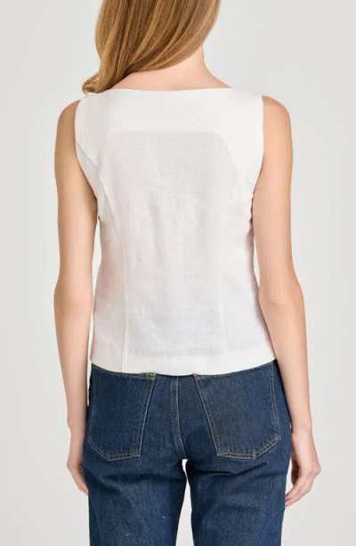 Wayf Vera Sleeveless Linen Blend Button-up Top In White
