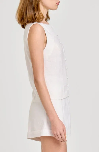 Wayf Vera Sleeveless Linen Blend Button-up Top In White