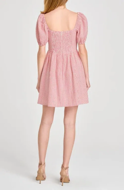 Wayf Leonie Print Puff Sleeve Linen Blend Minidress