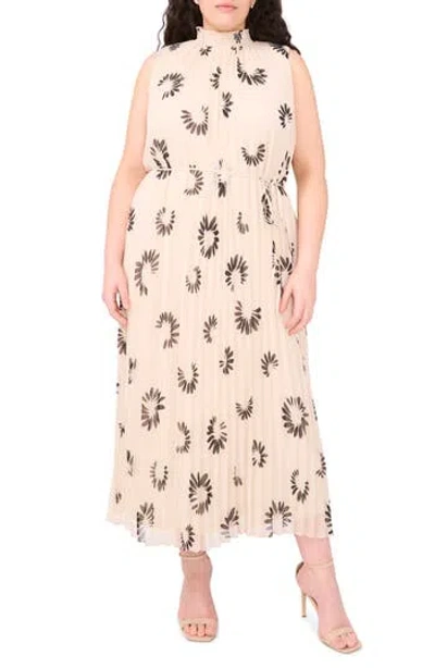 Halogen ® Daisy Print Sleeveless Pleated Maxi Dress In Brown