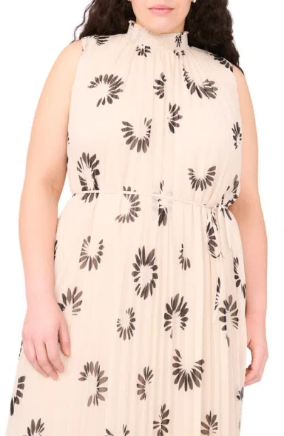 Halogen ® Daisy Print Sleeveless Pleated Maxi Dress In Brown