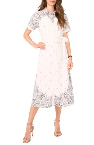 Halogen ® Bandana Print Short Sleeve Shirtdress In White
