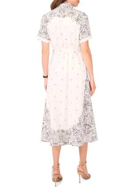 Halogen ® Bandana Print Short Sleeve Shirtdress In White