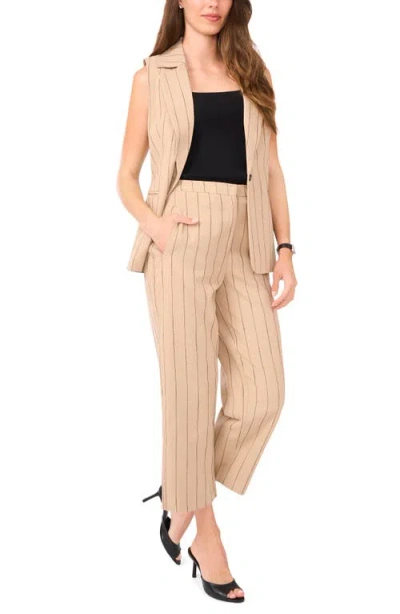 Halogen ® Stripe Linen & Cotton Crop Pants In Neutral