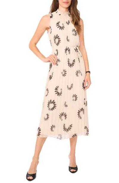 Halogen ® Daisy Print Sleeveless Pleated Maxi Dress In Brown