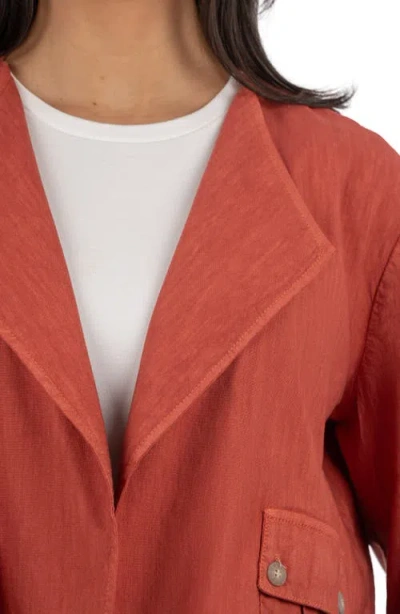 Kut From The Kloth Karie Open Front Linen Blend Jacket In Brown
