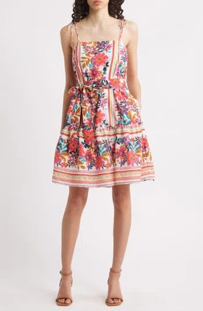 Julia Jordan Embroidered Tie Strap Sundress In Red