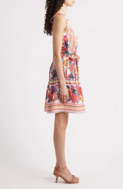 Julia Jordan Embroidered Tie Strap Sundress In Red