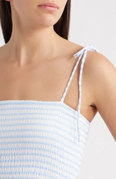 Julia Jordan Tie Shoulder Smocked Midi Dress In Blue