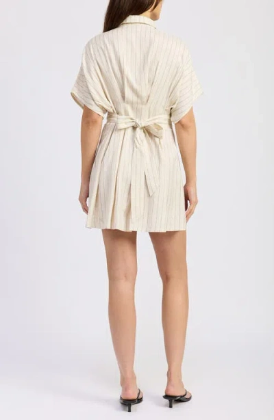 En Saison Cameron Pleated Mini Shirtdress In Neutral