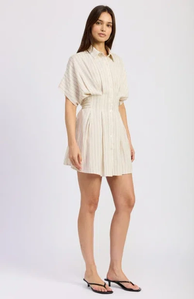 En Saison Cameron Pleated Mini Shirtdress In Neutral