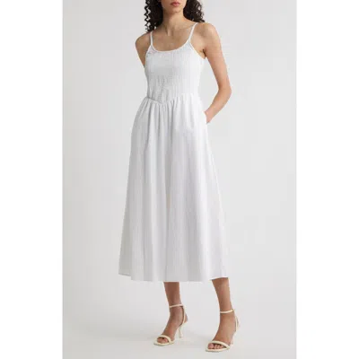 Halogen ® Smocked Cotton Maxi Sundress In White
