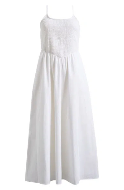 Halogen ® Smocked Cotton Maxi Sundress In White