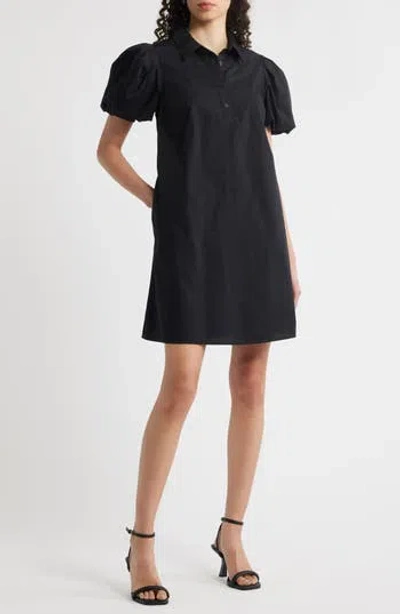 Halogen ® Puff Sleeve A-line Shirtdress In Black