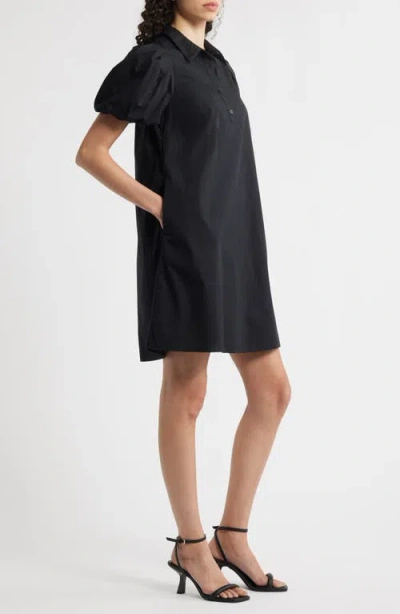 Halogen ® Puff Sleeve A-line Shirtdress In Black