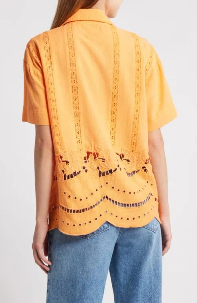 Damson Madder Martina Oversize Eyelet Button-up Shirt In Orange