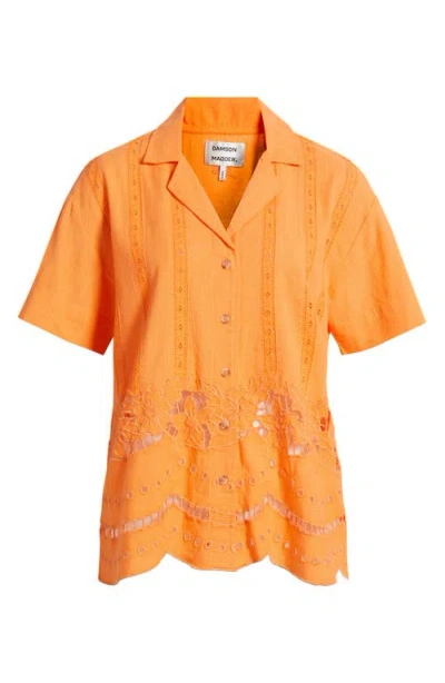 Damson Madder Martina Oversize Eyelet Button-up Shirt In Orange