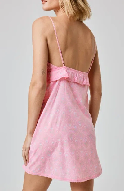 Florence By Mills Ruffle Lace Trim Cotton Mini Sundress In Pink