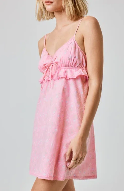 Florence By Mills Ruffle Lace Trim Cotton Mini Sundress In Pink