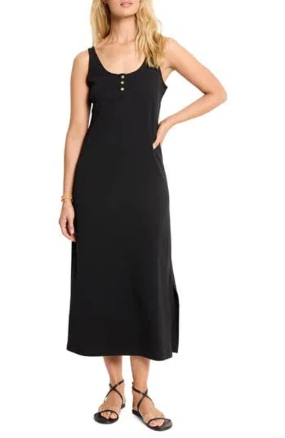 Nzt By Nic+zoe Henley Midi Tank Dress In Black